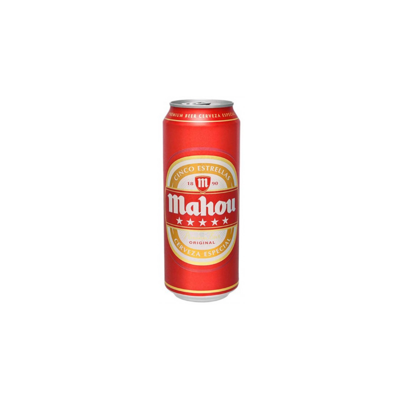 CERVEZA MAHOU 5 ESTRELLAS 500 ML. PACK 24 UNIDADES.
