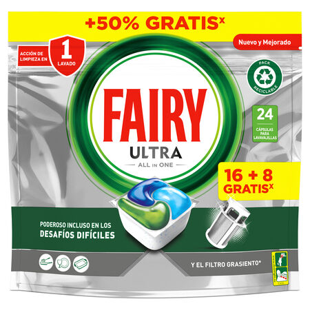 Fairy Ultra Original Todo en Uno Lavavajillas 16+8 Capsulas