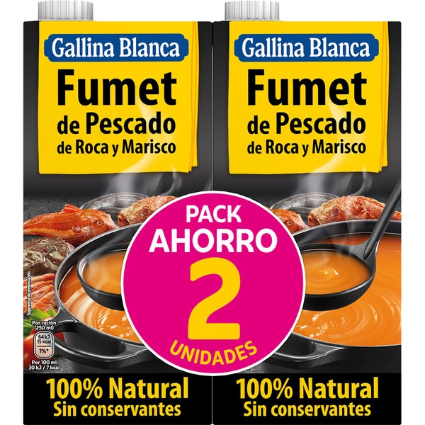 Fumet de Pescado de Roca y Marisco Gallina Blanca Pack 2 envases 1L