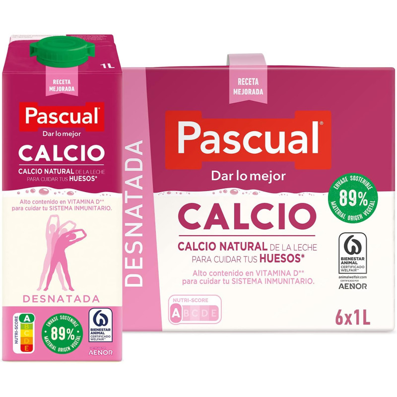 Leche Pascual Calcio Desnatada (Pack 6 x 1L)