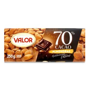 CHOCOLATE VALOR NEGRO CON ALMENDRAS 70% 250 GRS